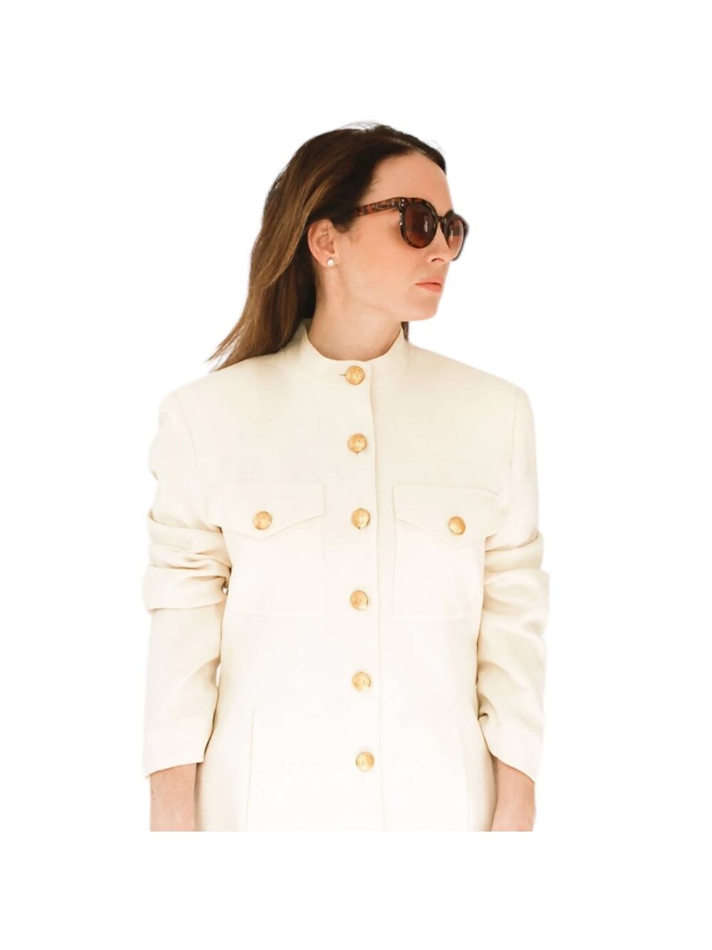 Ralph Lauren Cream Military-Inspired Silhouette Gold-Tone Crest Button Jacket 14
